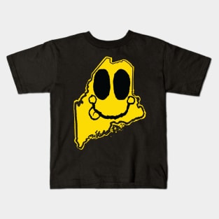 Maine Happy Face with tongue sticking out Kids T-Shirt